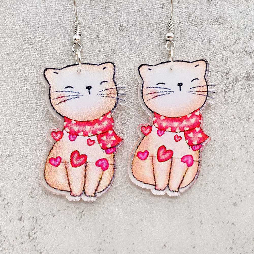 Wholesale Valentine's Day Heart Cat Envelope Acrylic Earrings