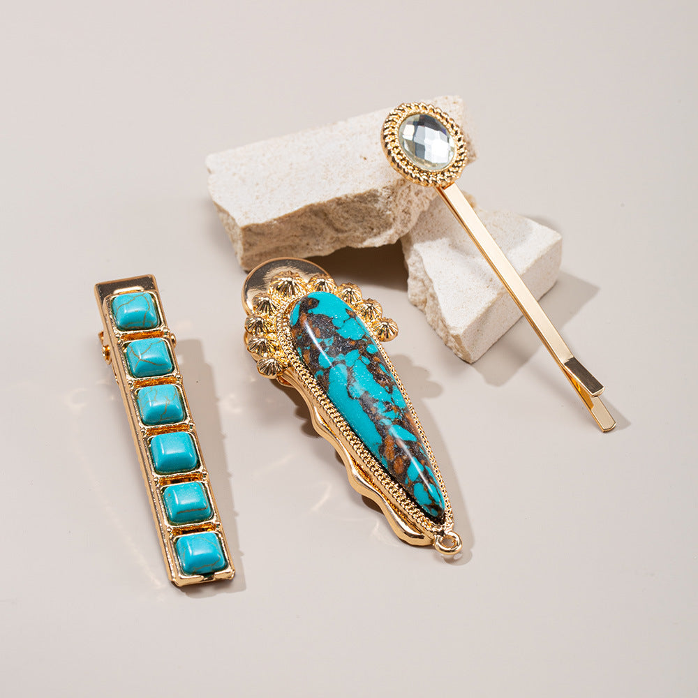 Wholesale Green Turquoise Retro Straight Hair Clip