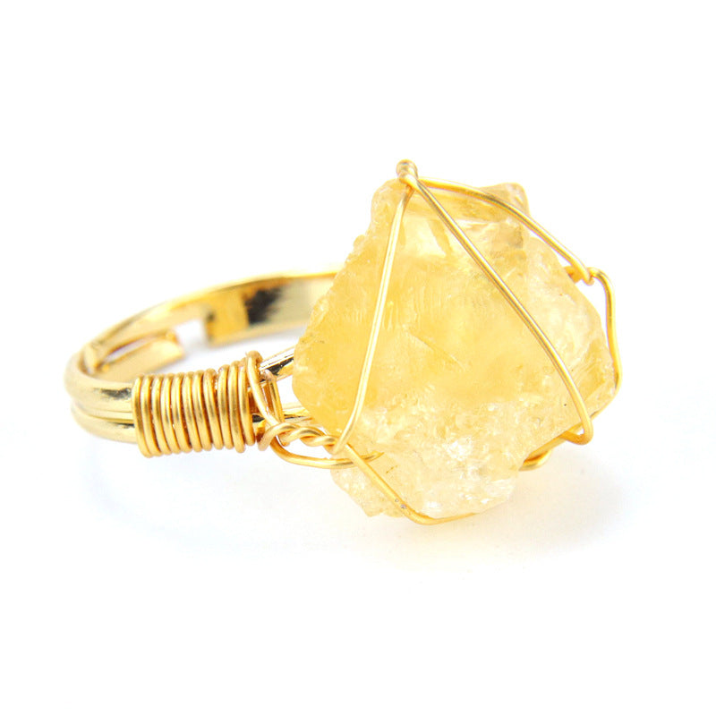 Wholesale The New Statement Hand-wound Rough Stone Agate Ring Is Adjustable