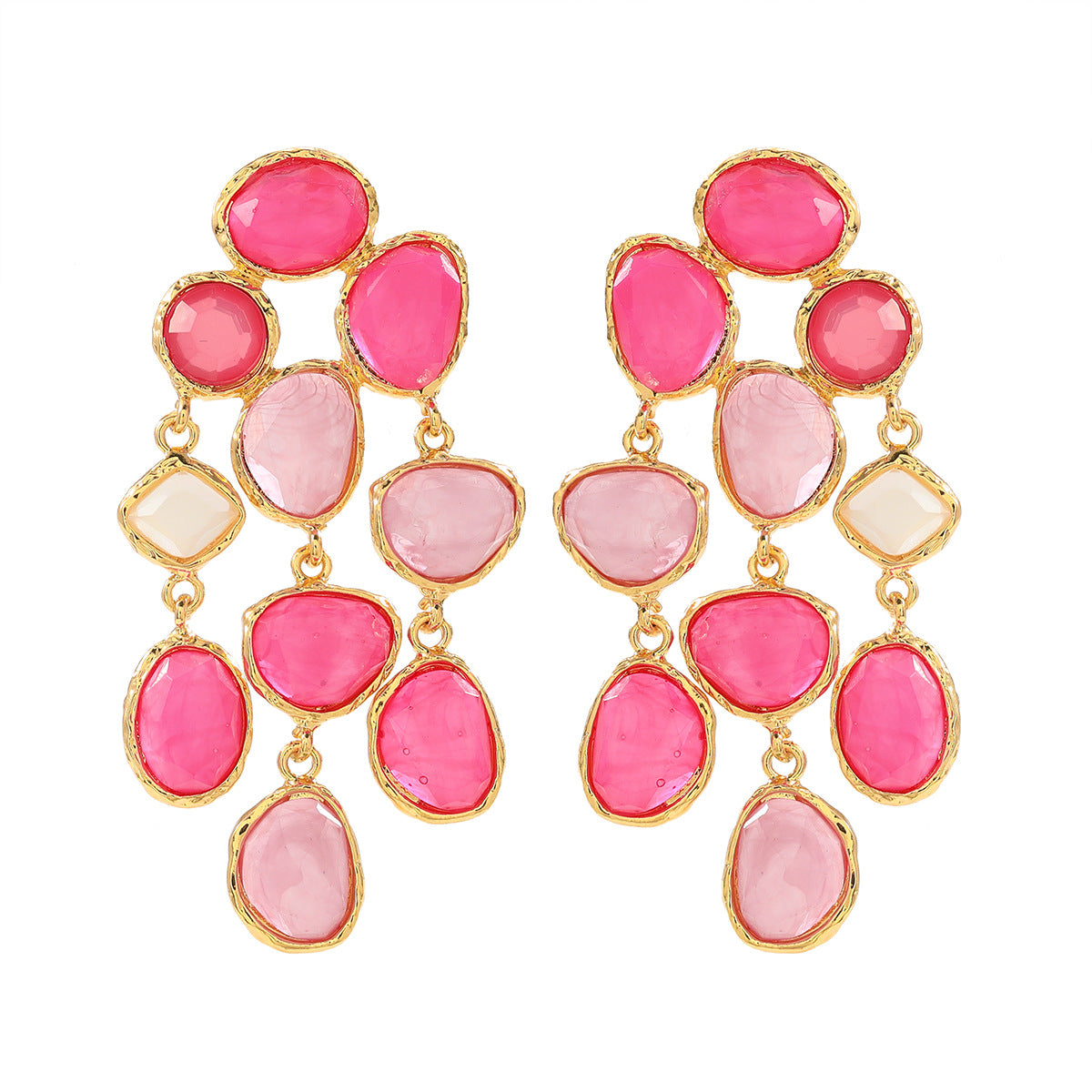 Wholesale Colorful geometric diamond studded Bohemian style earrings