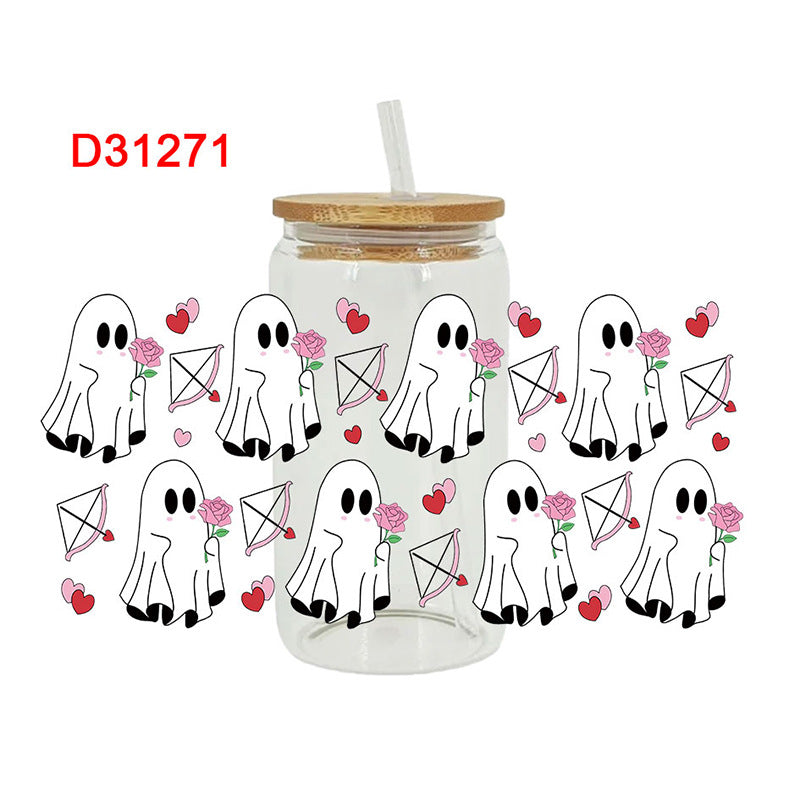 Wholesale Pink Hearts  16oz Cup UV DTF Wraps