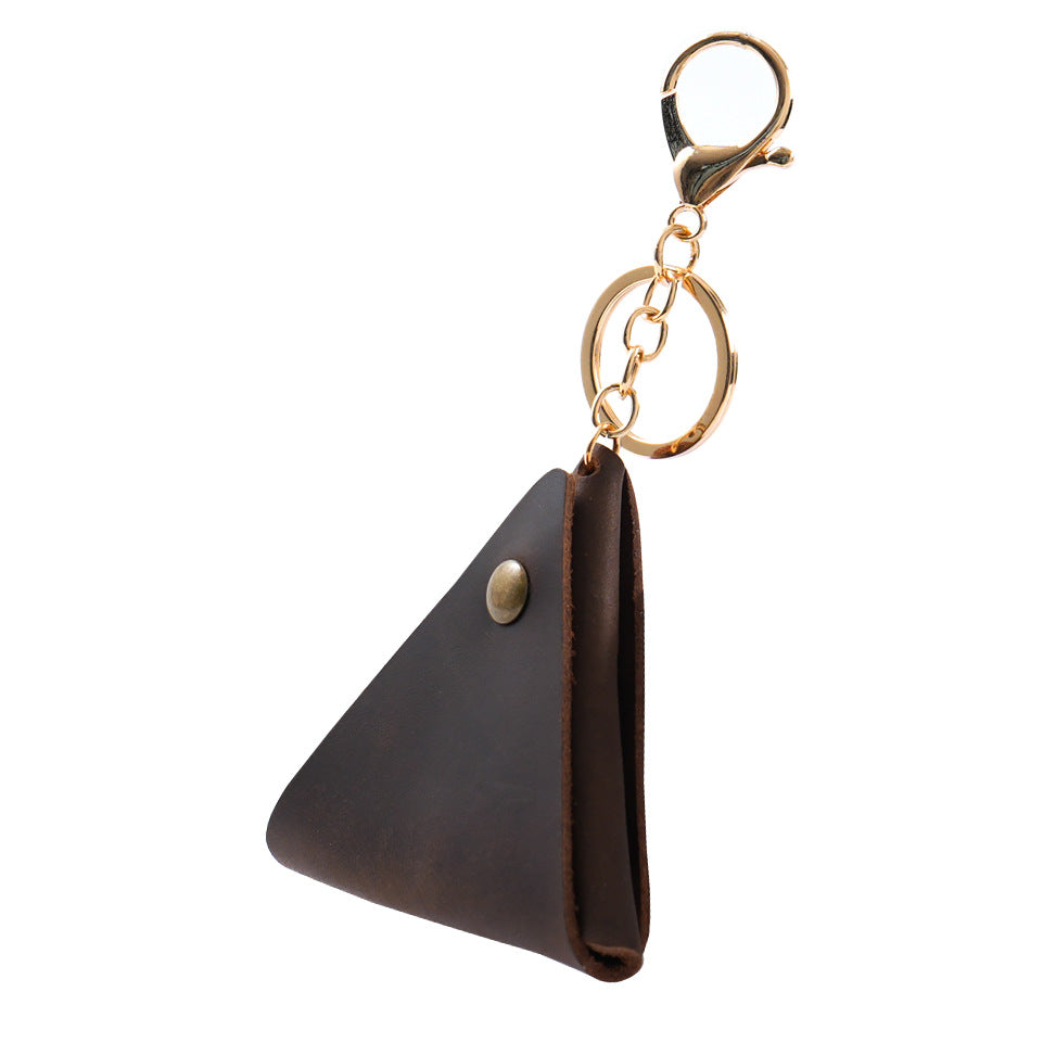 Wholesale Vintage Handmade Top Layer Cowhide Mini Coin Purse Leather Keychain