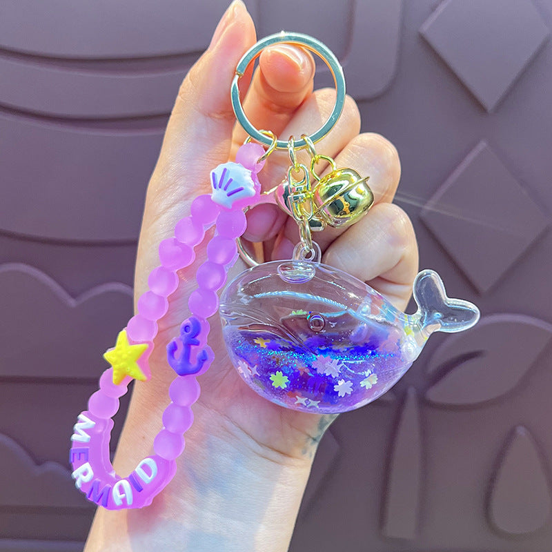 Wholesale Oil-filled Colorful Whale Keychain