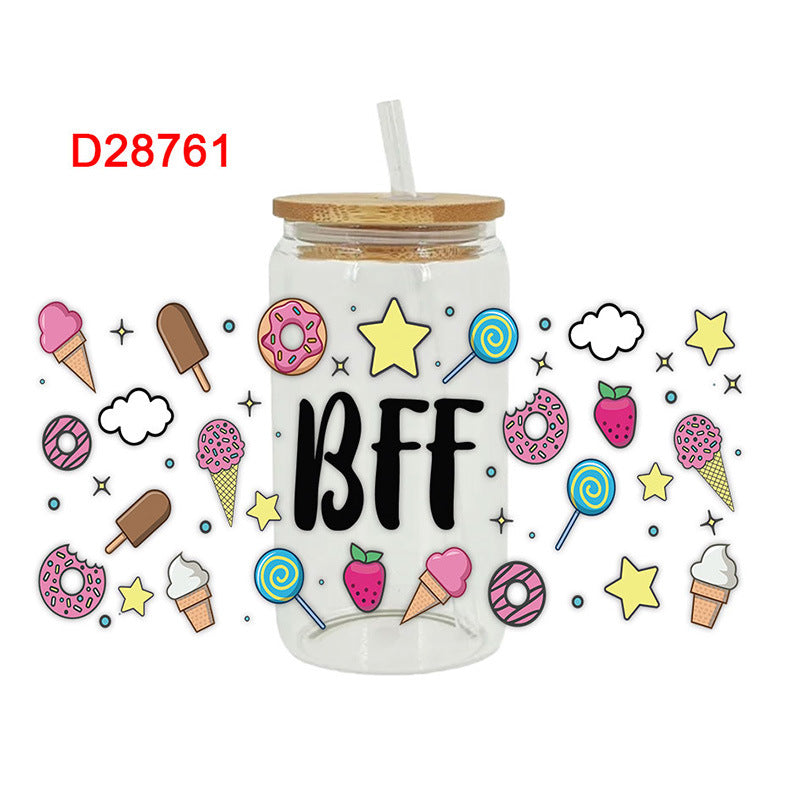 Wholesale Pink dessert ice cream series 16oz Cup UV DTF Wraps