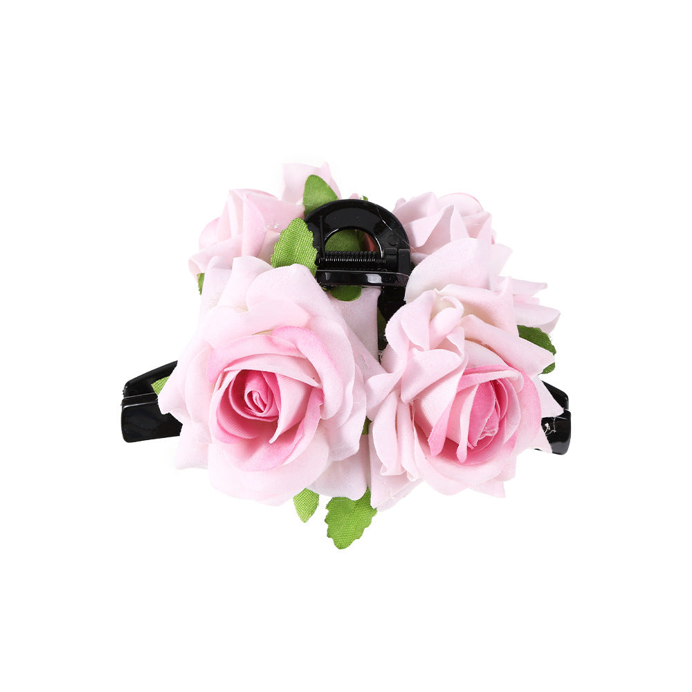Wholesale Valentine's Day gift rose one-word artificial flower updo shark clip hair accessories