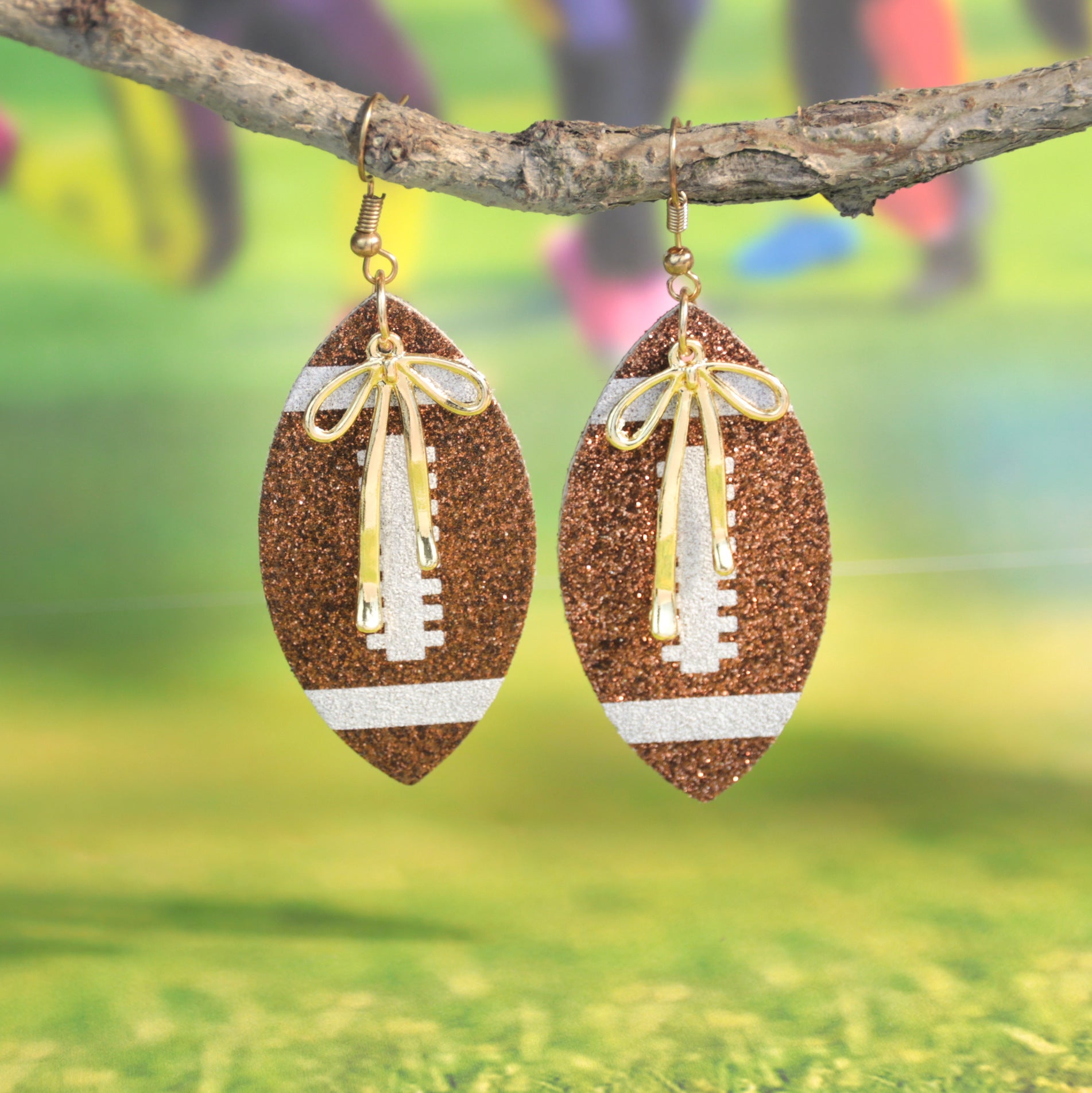 Wholesale iridescent sequined bow earrings