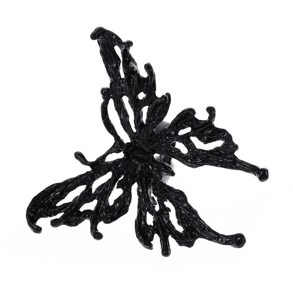Wholesale Exaggerated hollow butterfly ring