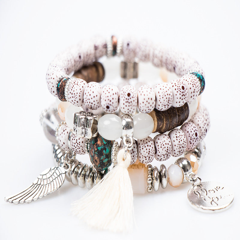 Wholesale Bohemian Multi layered Creative Tassel Bodhi Wings Love Fashion Bracelet