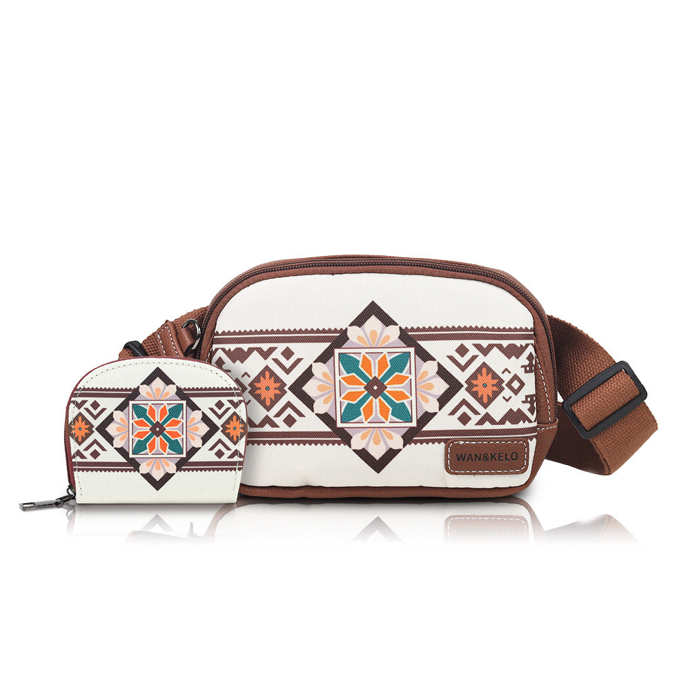 Wholesale Hot selling two-piece set Bohemian ethnic style retro ladies crossbody Bag small card Bag chest Bag waist Bag