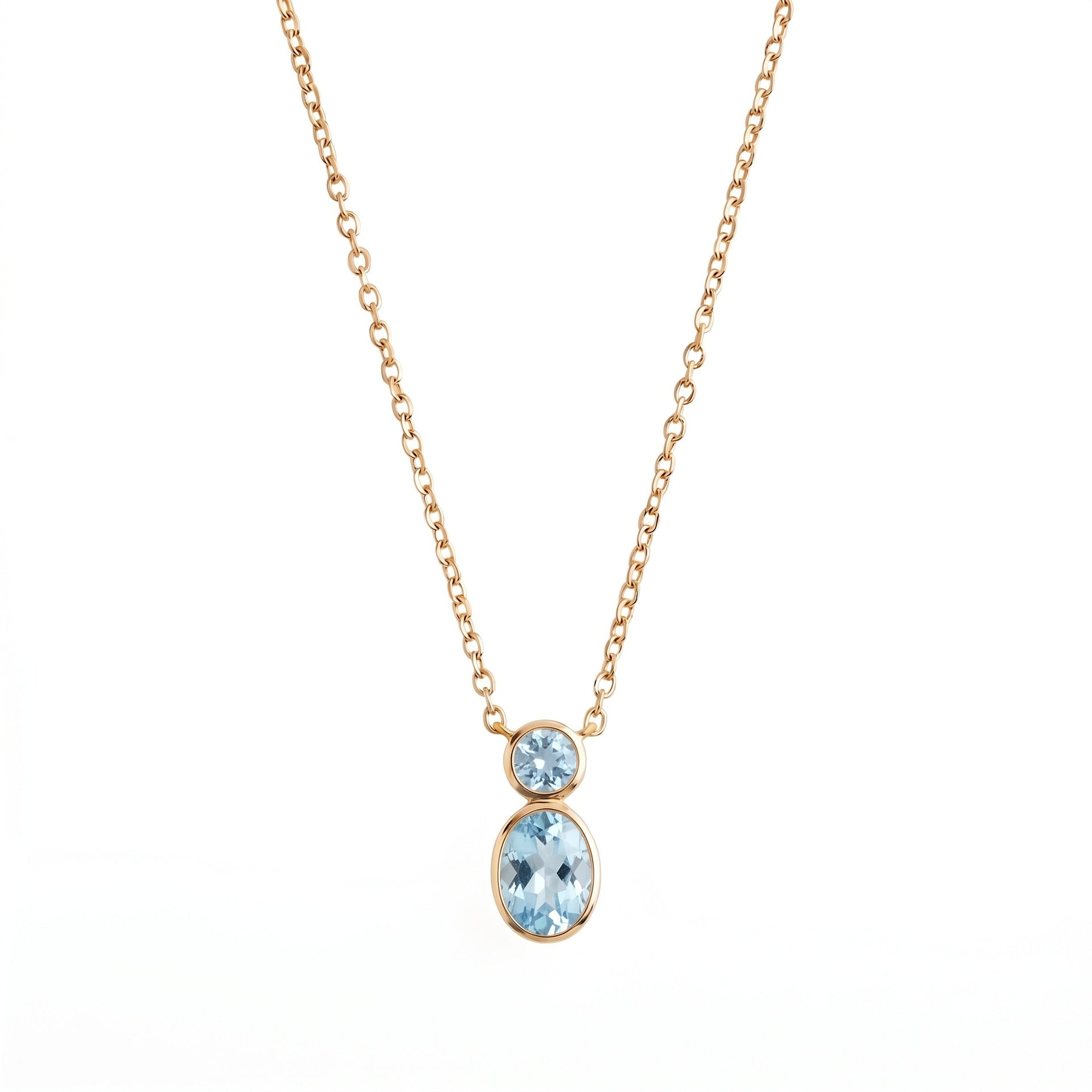 Wholesale Minimalist Gourd Pendant Necklace Double Stone Bezel Set Natural Stone Gold Bead Stainless Steel Collarbone Chain Jewelry Accessory
