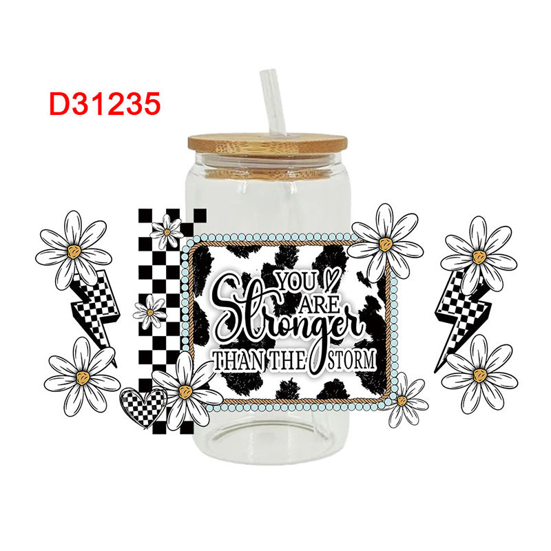 Wholesale Colorful Summer English Flowers 16oz Cup UV DTF Wraps