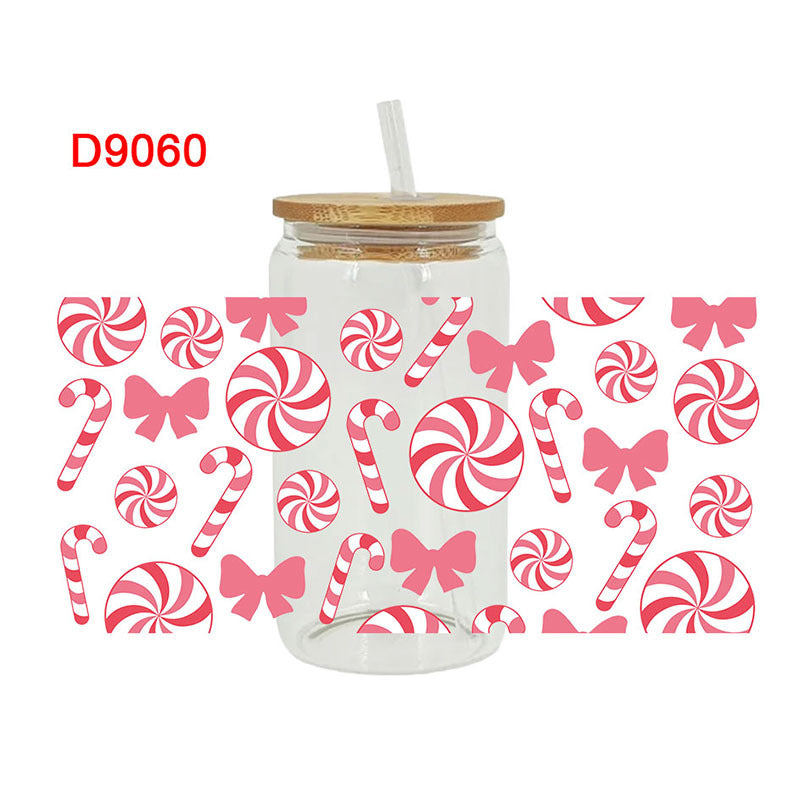 Wholesale Christmas colorful drinks  16oz Cup UV DTF Wraps