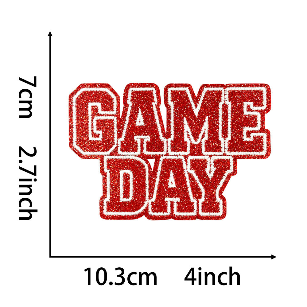 Wholesale Gameday Football Glitter DIY Iron On Embroidered Patch Chic Fashion Accessory For ets Boutique Resale Gift