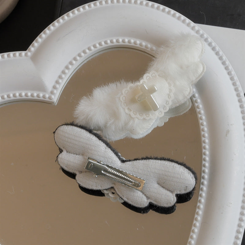 Wholesale White Angel Heart Cross Wings Hairpin