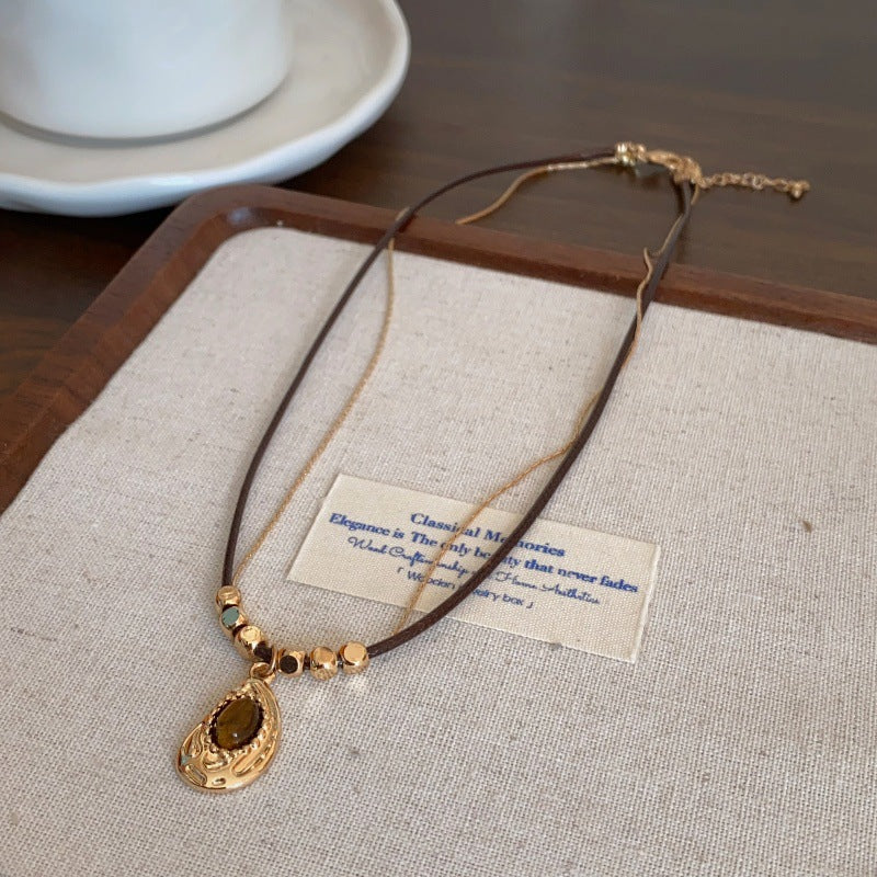 Wholesale Star Tiger Eye Stone Double Layer Bohemian Style Exquisite Clavicle Chain Necklaces