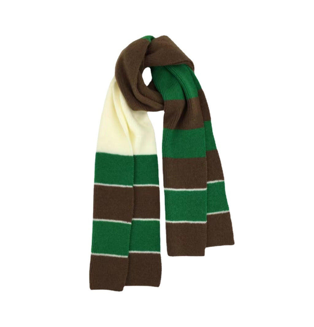 Wholesale Autumn and Winter Color Matching Striped Knitted Woolen Scarves