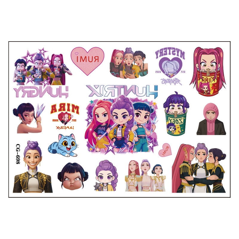 Wholesale Girl group temporary tattoo stickers cartoon temporary tattoo stickers for children