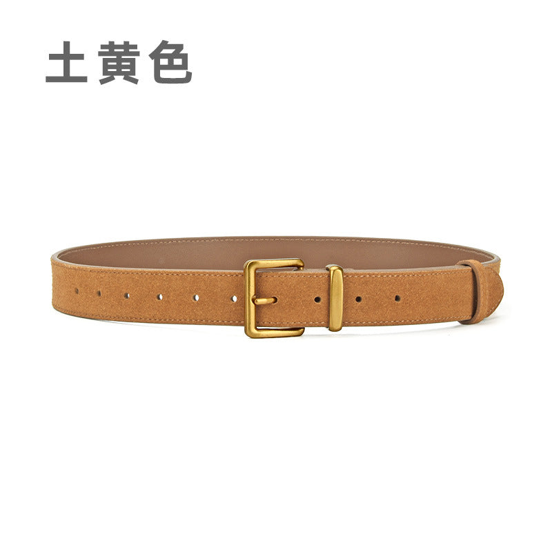 Wholesale Pin buckle genuine leather nubuck belt