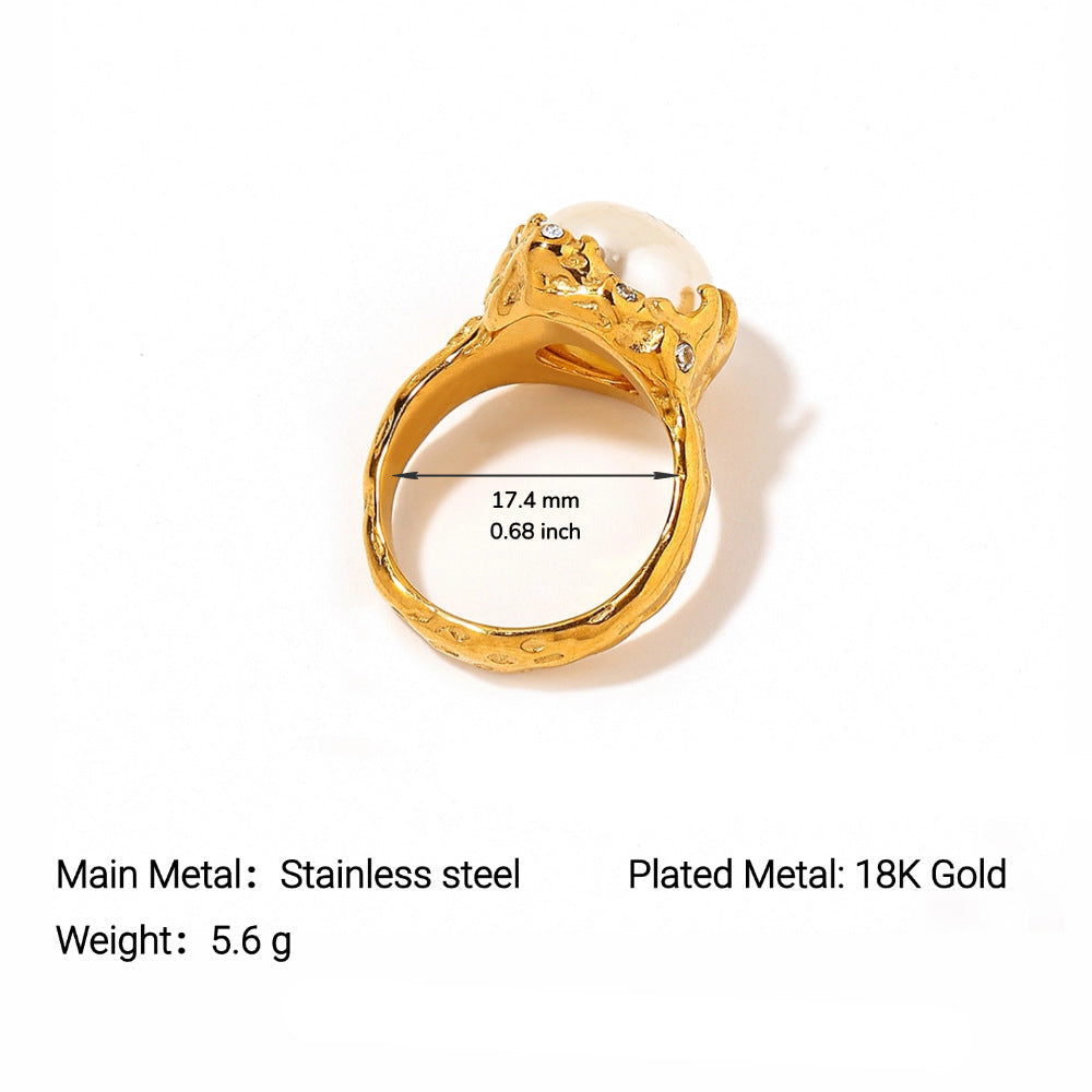 Wholesale Stainless steel pearl ring