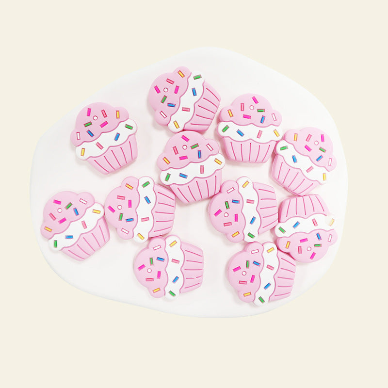 Wholesale 10pcs/pack cute little cake beaded pen beads silicone decorative accessories DIY beads