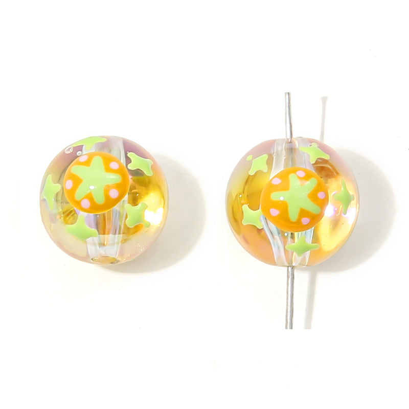 Wholesale  Acrylic Colorful Graffiti Round Beads Rabbit Beads