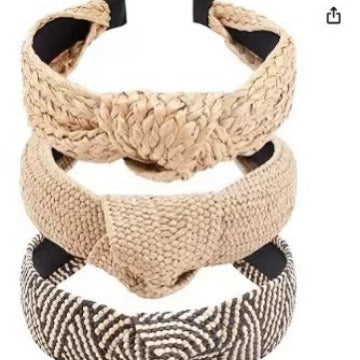 Wholesale Straw braided trendy temperament wide-brimmed simple knotted hair accessories