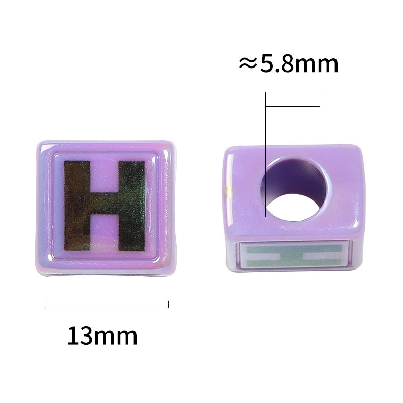 Wholesale 100pcs/pack 13mm color bottom letter beads large hole acrylic square beads