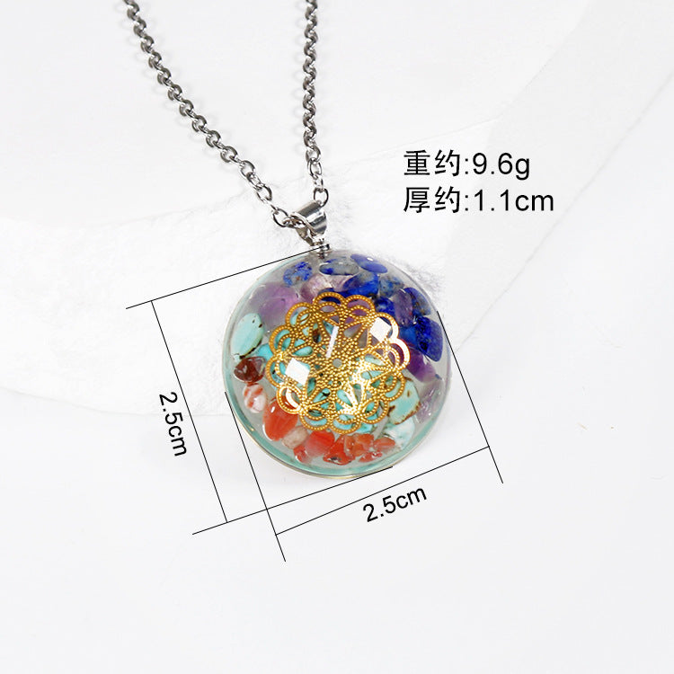 Wholesale 10pcs Natural Color Stone Specimen Geometric Shape Epoxy Lucky Necklace