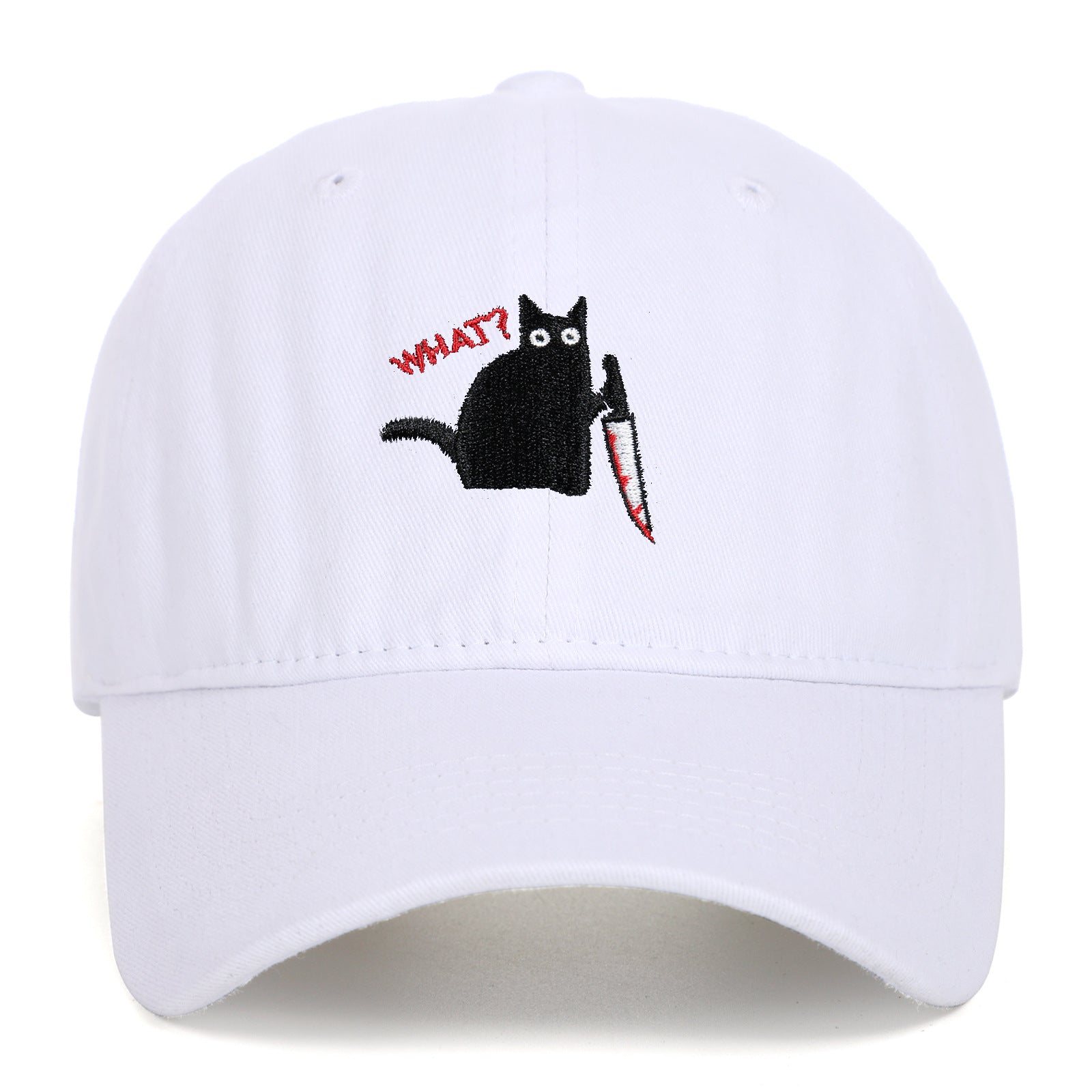 Wholesale Black Cat Knife Embroidered Baseball Cap Cotton Old Washed Baseball Cap
