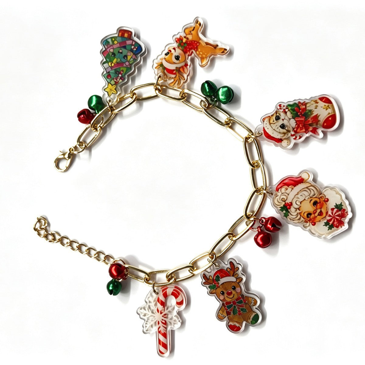 Wholesale Christmas Santa Reindeer Snowflake Acrylic Charm Bracelet Fashion Accessory Gift For Boutique Resale