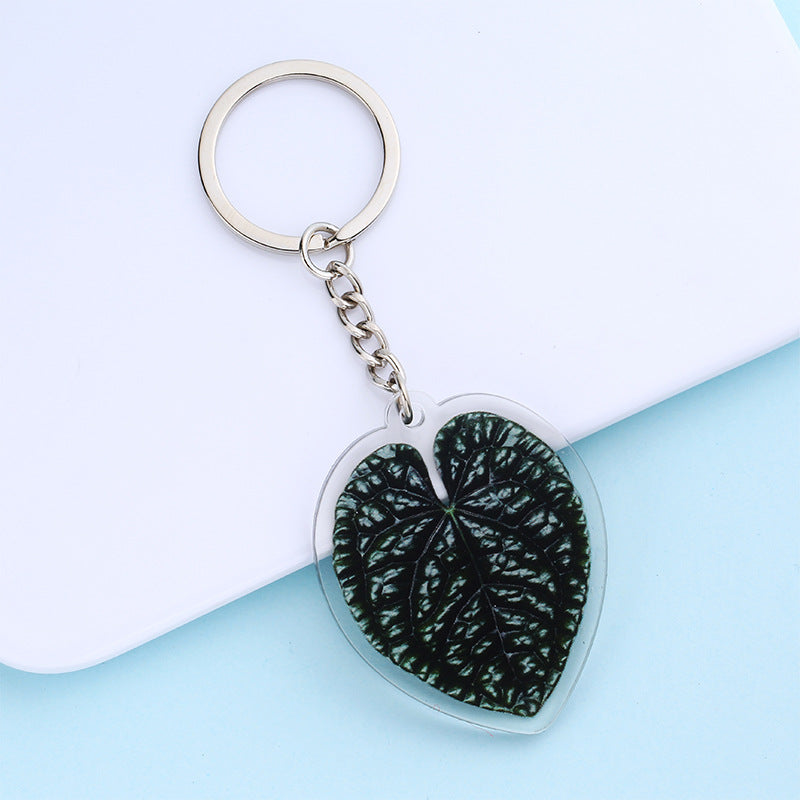 Wholesale 50PCS Creative Simulated Leaf Acrylic Keychain