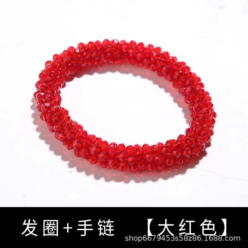 Wholesale Sequin Crystal Color Elastic Rubber Band Bracelet Dual Use