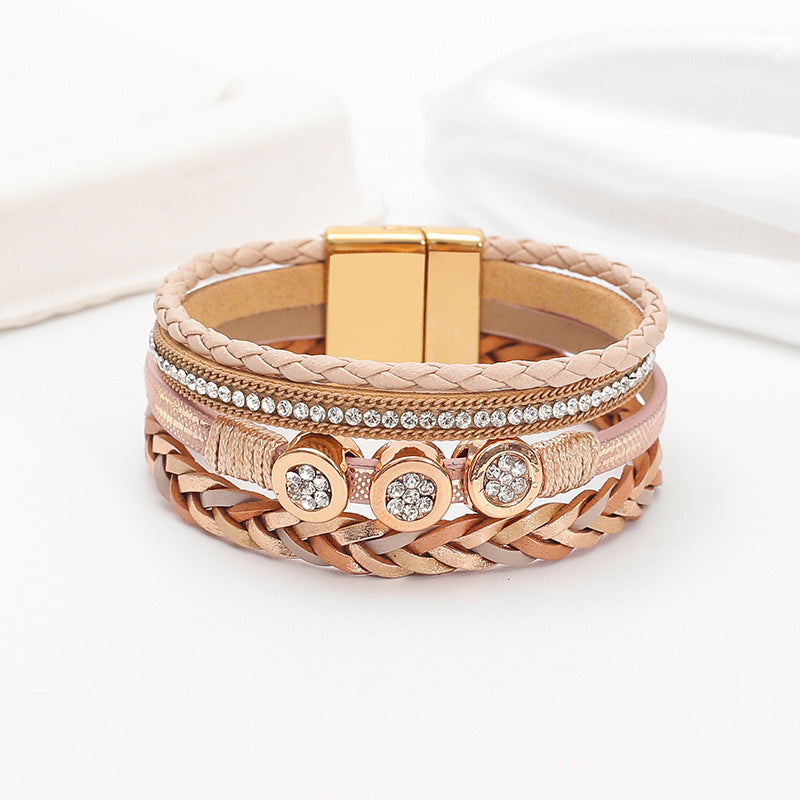 Wholesale PU leather woven bracelet,  Bohemian style bracelet