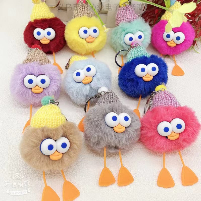 Wholesale Good Persimmon pendant keychain imitation Rex rabbit fur small Persimmon car pendant cute plush schoolbag gift