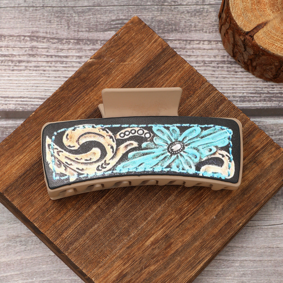 Wholesale Western Style Cactus Sunflower Leather Hair Clips