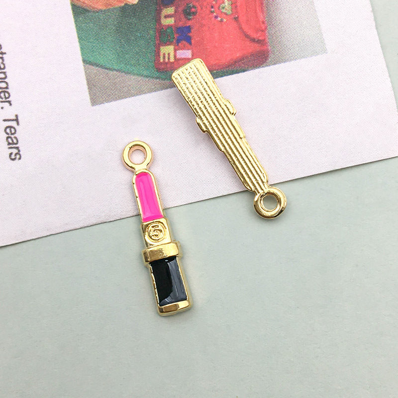 Wholesale 1 Drop Oil Alloy Red Simulated Lipstick Bow DIY Pendant