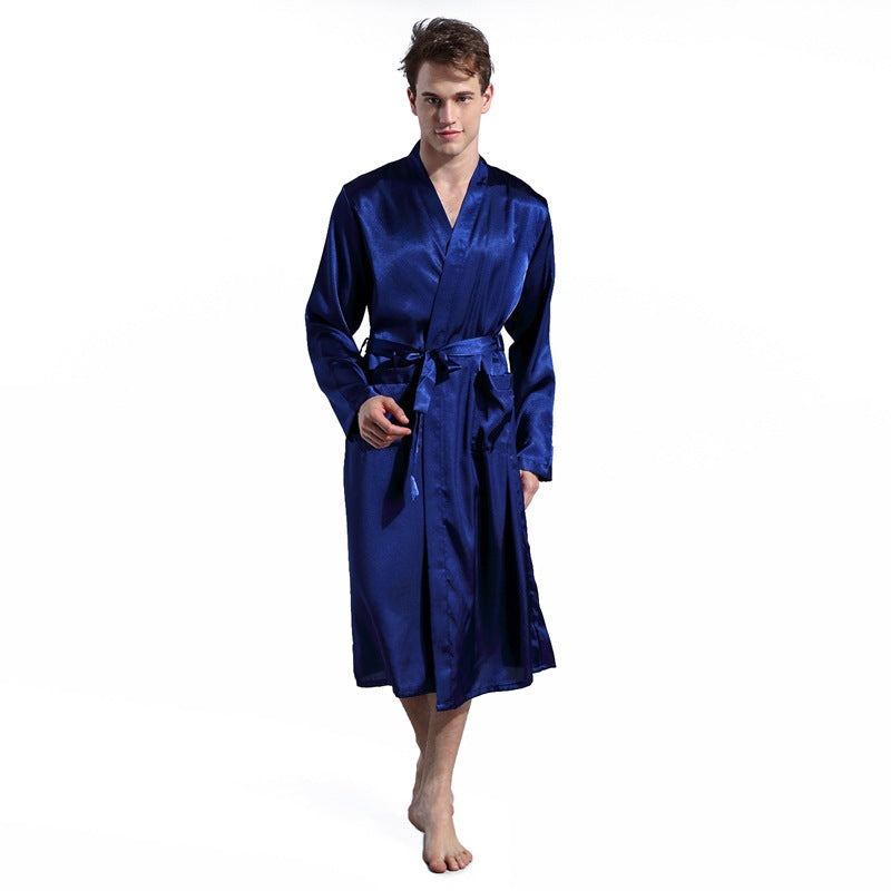 Wholesale Men's Solid Color Robe Cardigan Nightgown