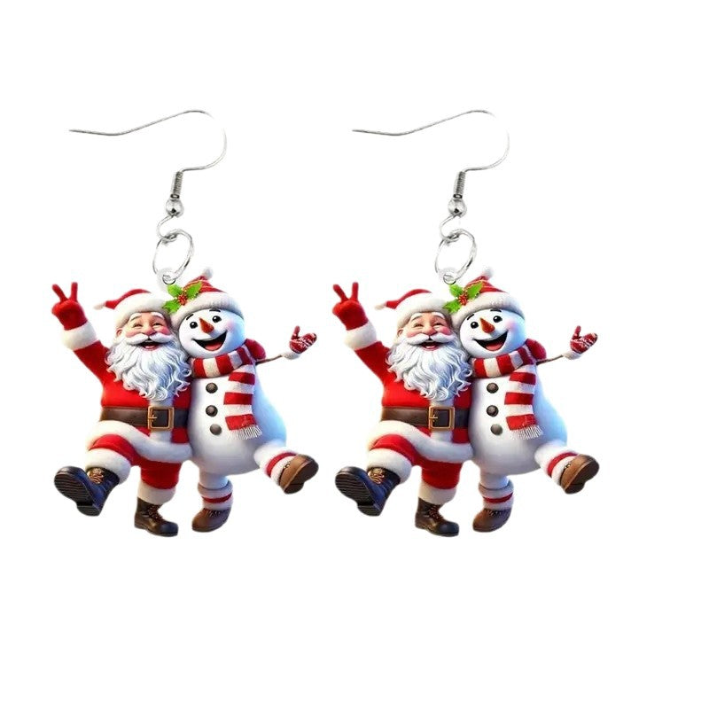 Wholesale  and Snowman cartoon character earrings fun holiday atmosphere earrings