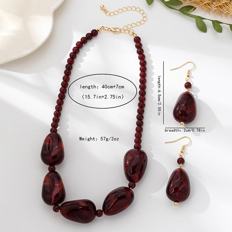 Wholesale Acrylic Alloy Retro Geometric Necklace Earrings Set For Women Party Wear Gift