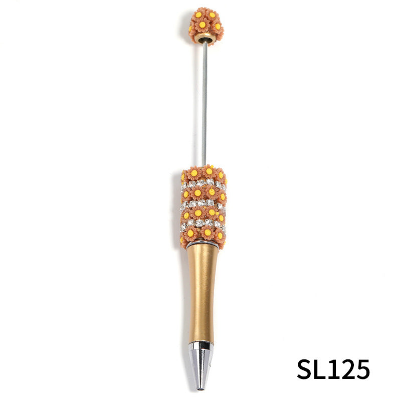 Wholesale 10pcs Beadable Pens Heavy Industry Diy Resin Multi-color Small Flower Claw Ballpoint Pen