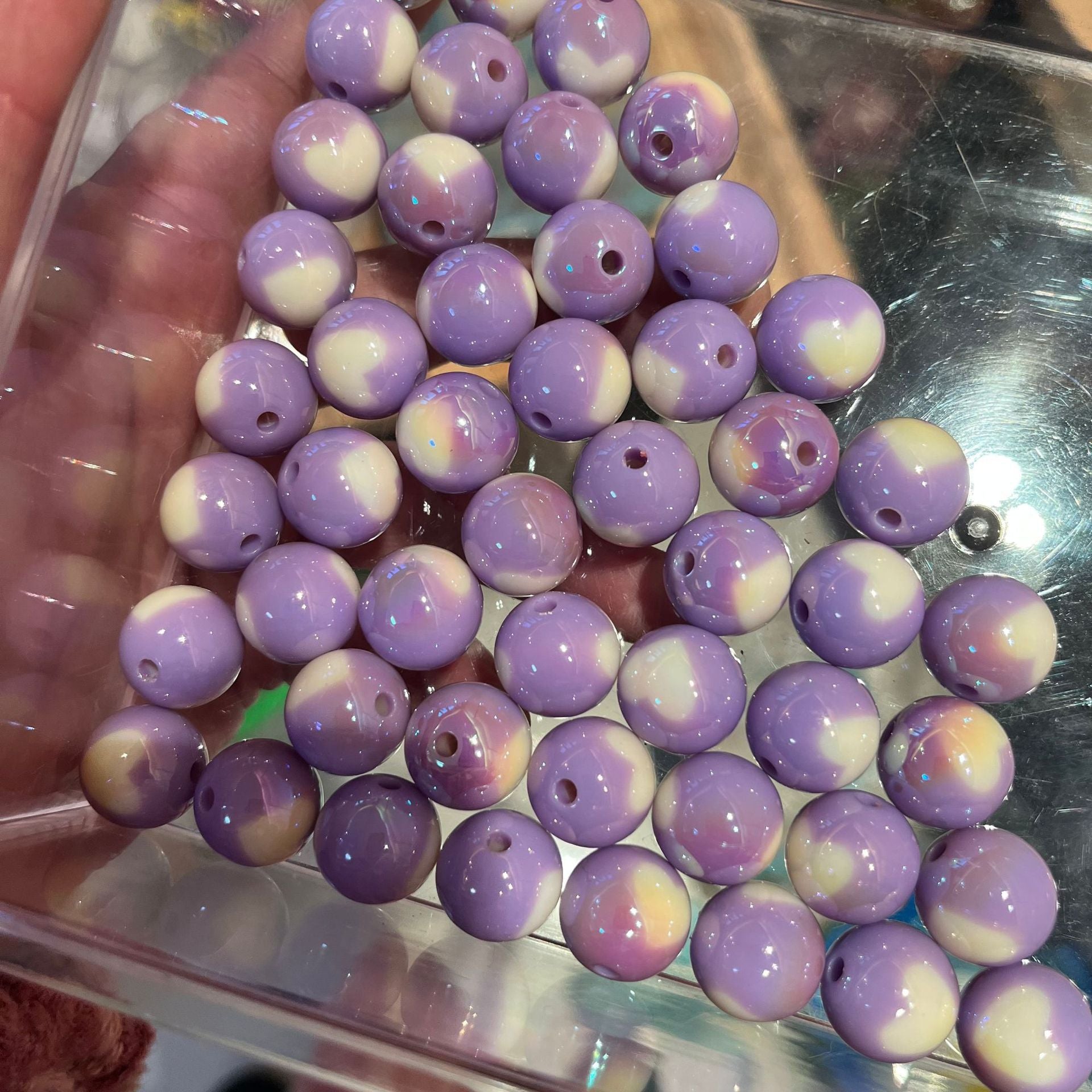 Al por mayor 10 piezas/paquete de 16 mm de 16 mm, impresión UV de color Love Heart Holte Rectivo Beads