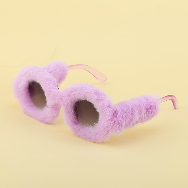 Wholesale Sleek Round-frame Plush All-over Sunglasses