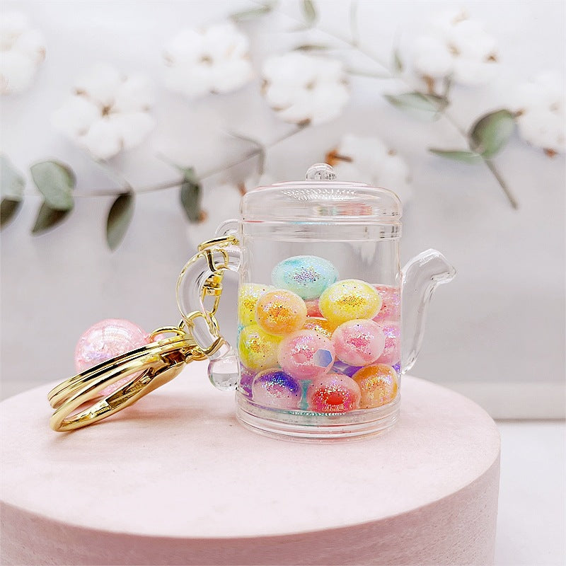 Botella de deriva acrílica al por mayor cuentas coloridas de botella y cadena de llave de botella