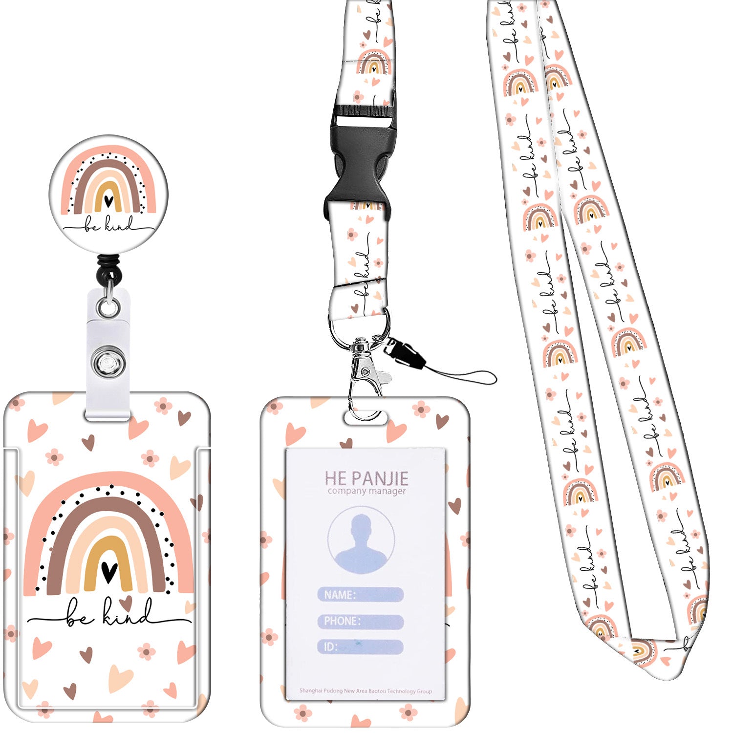 Wholesale Badge Reels Plastic Coffee LGBT Rainbow Card Holder Retractable Keychain