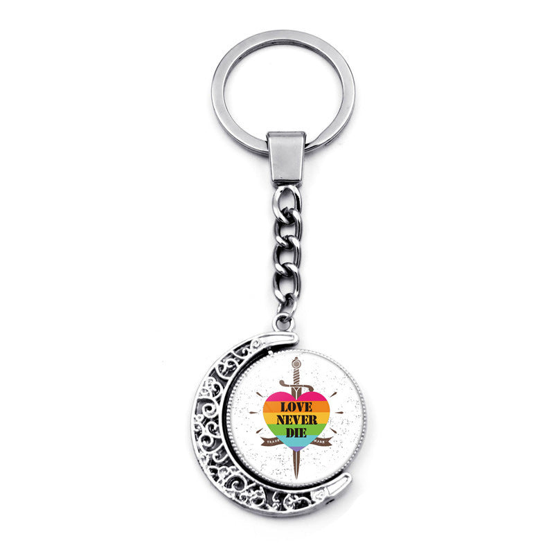 Wholesale Rainbow Double Sided Spin Pendant Keychains