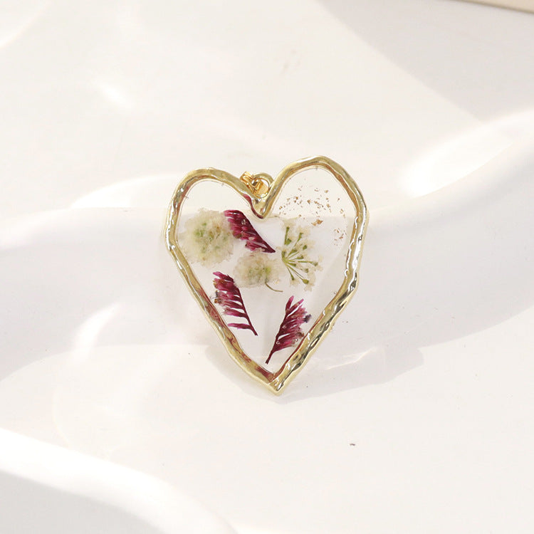 Wholesale 6pcs Irregular Love Month Flower Real Flower Pendant Resin Accessories