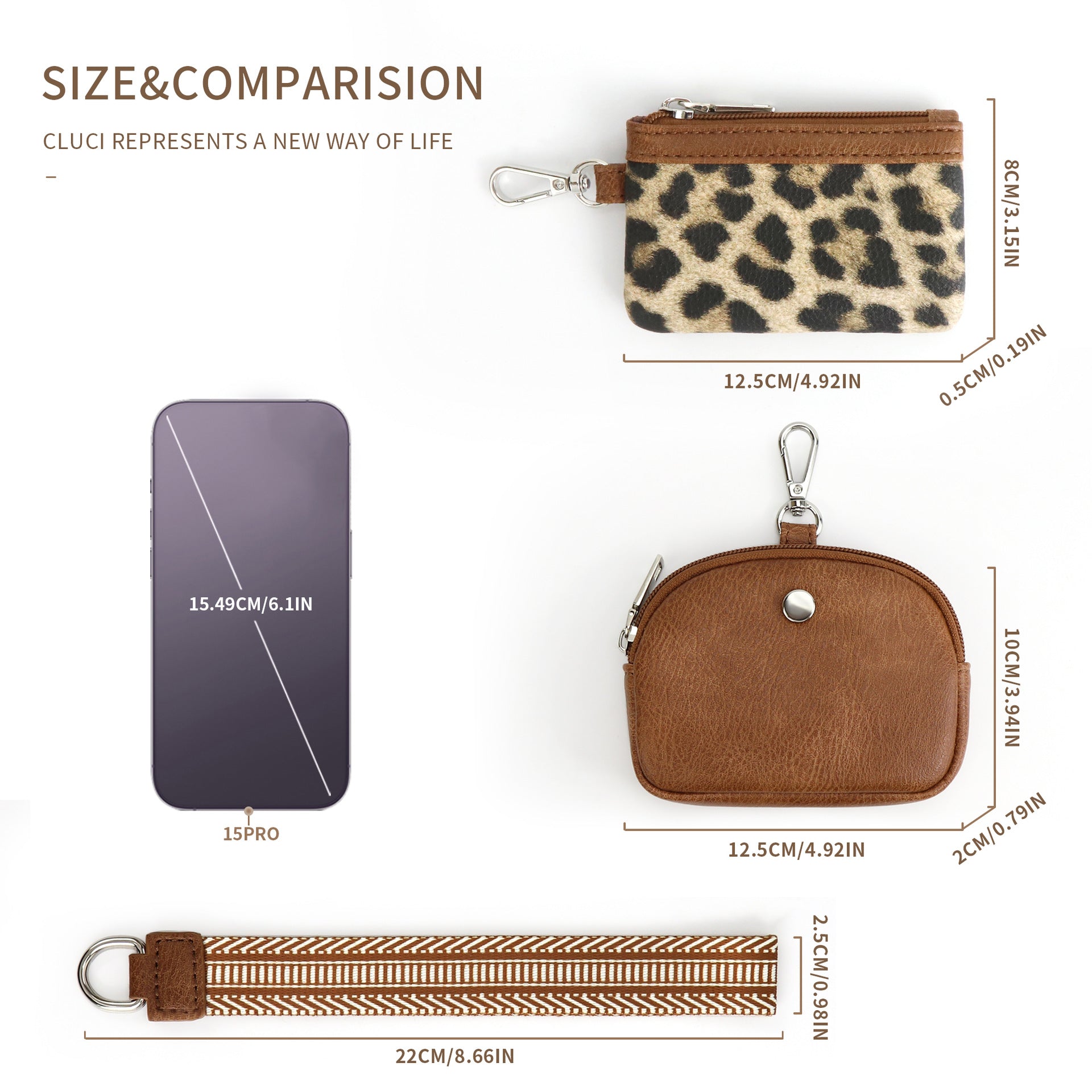 Wholesale Multifunctional Leopard Print Wristlet Bank Card Mini Coin Purse