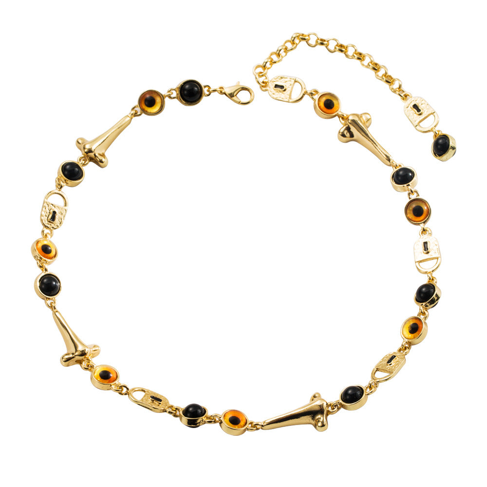 Wholesale Vintage Evil Eye Alloy Pendant Necklace Hip Hop Jewelry Accessory Gift