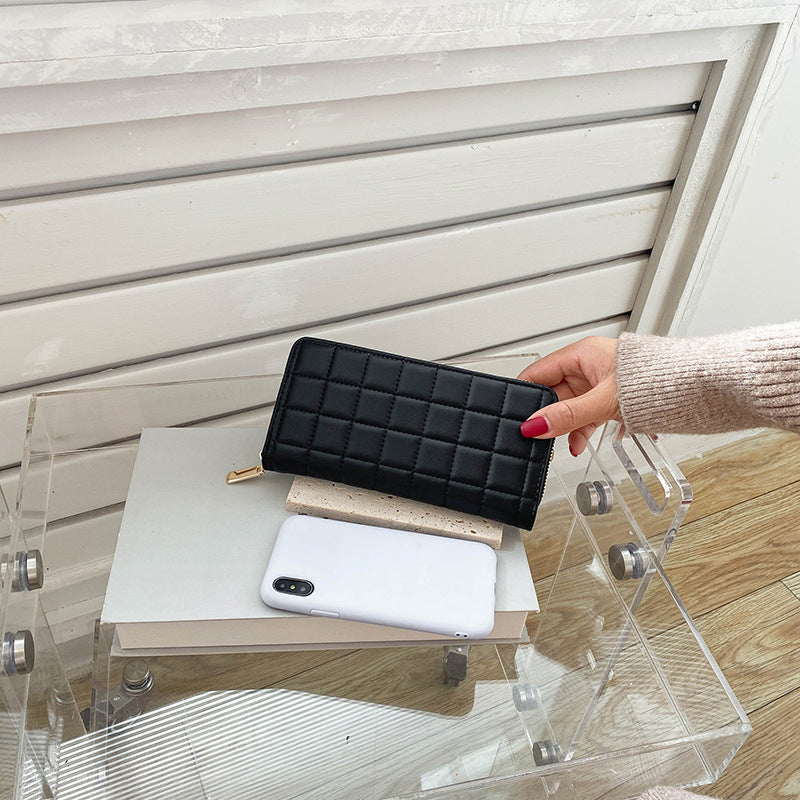 Wholesale PU Embossed Checkered Long Wallet