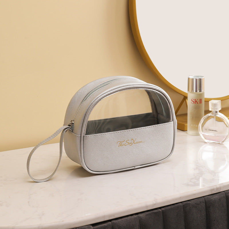 Wholesale PU Semi-circle Waterproof Cosmetic Bag Portable Storage Bag